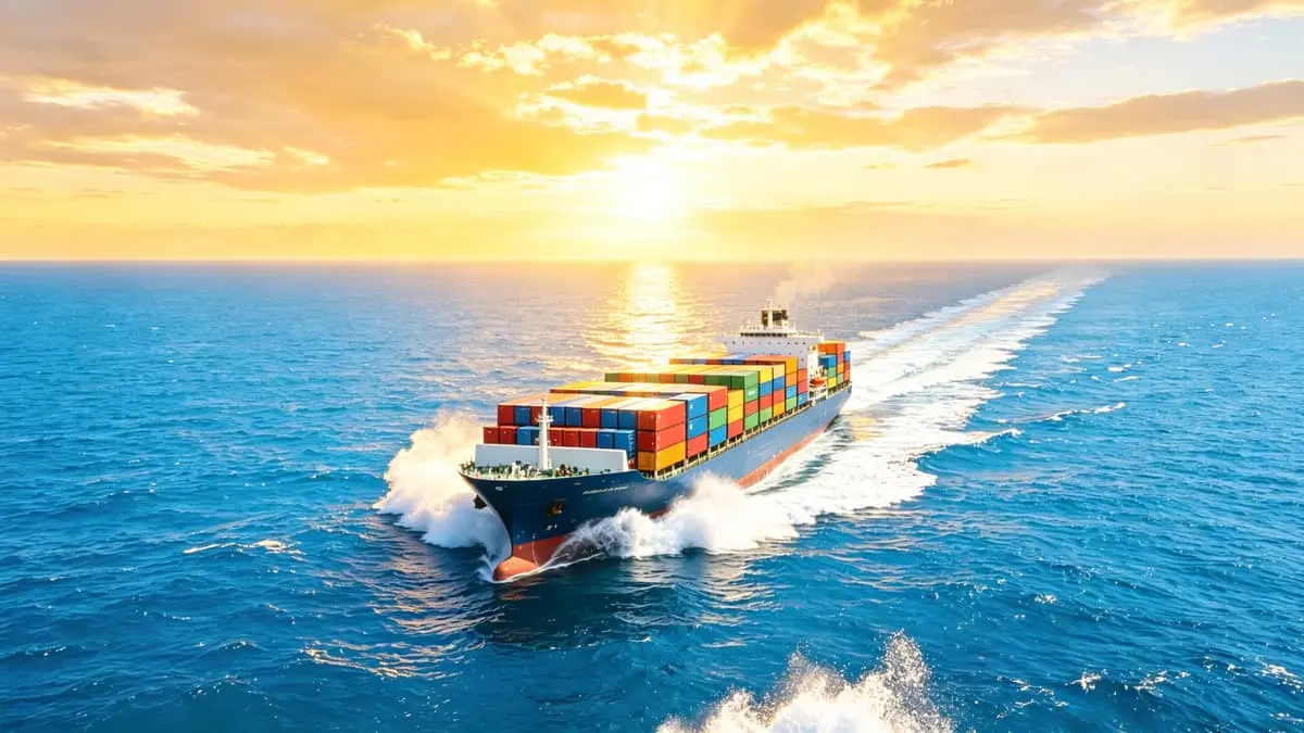 Ocean freight container ship at port - China sea freight forwarding service